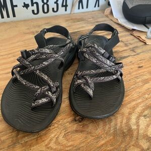 Black and Gray Strappy Sandals